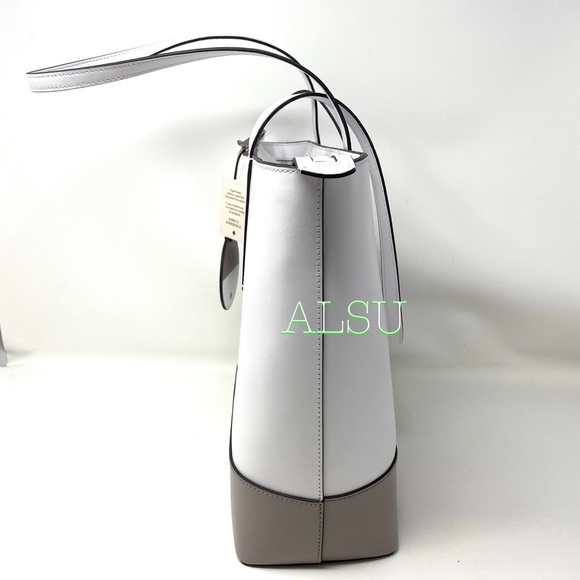 Kate ♠️ Spade Briel Large Tote Leather White Grey - Picture 4 of 10